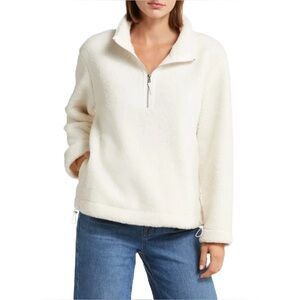 Tommy Bahama Sherpa Fleece Popover size L Ivory Coastal Outdoor Weekend Cozy